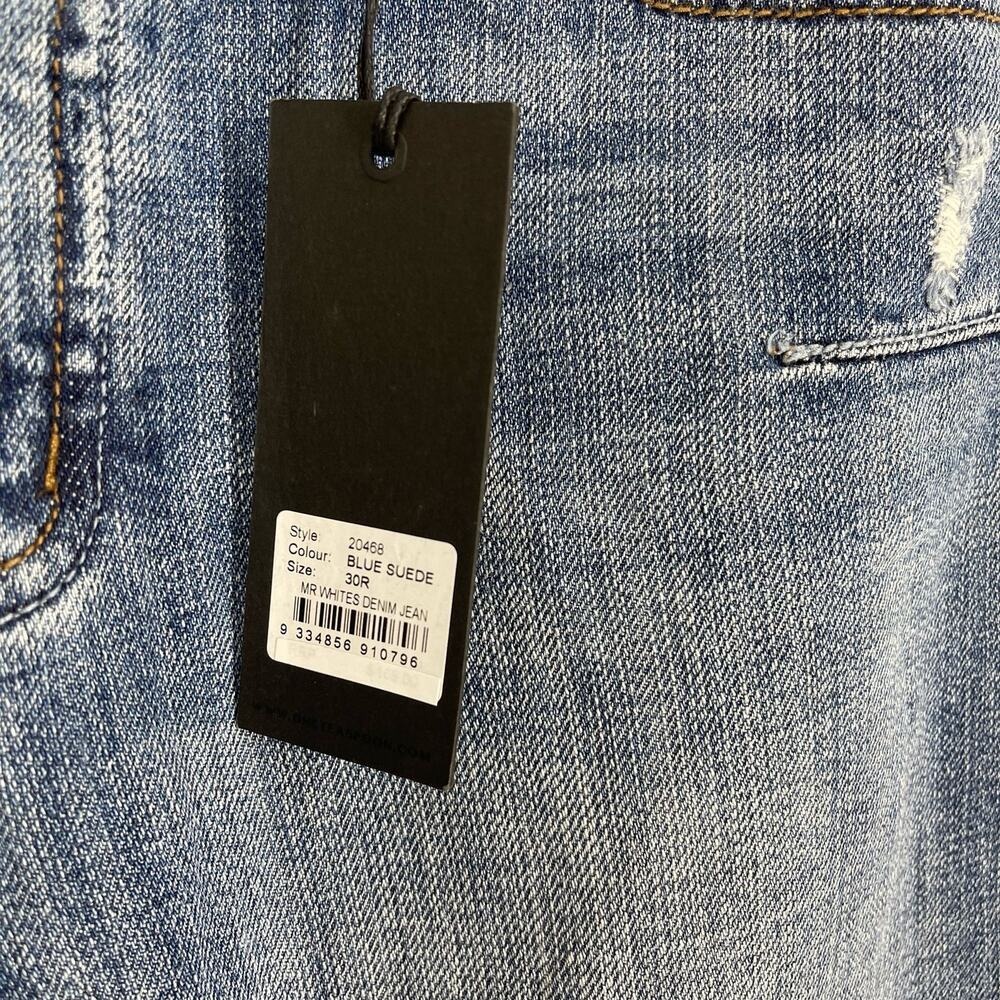 One Teaspoon‎ Mr Whites Denim Jeans Blue Suede Men's 30R NWT Crop - Picture 7 of 8